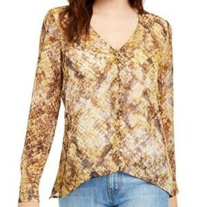 NWOT GUESS Elesia Printed Blouse Rustic Copper Size Women's XS $69.00 Retail